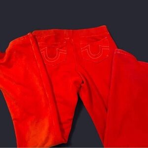True Religion Bold Red Jeans with Signature Stitching #denim #redhot